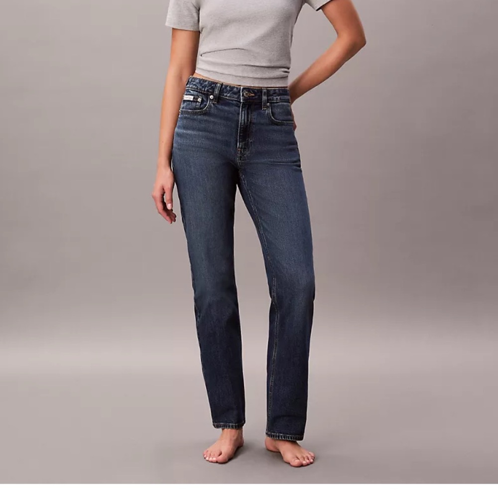 Calvin Klein Women's High-Rise Straight Jeans in Dark Yukon 29W RL NWT